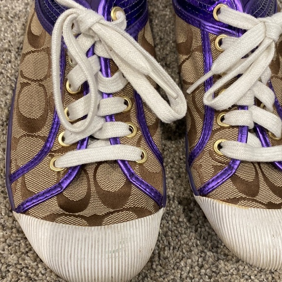 Coach Purple, Brown, and White Sneaker Tennis Shoes - Size 8 EUC - Picture 2 of 11
